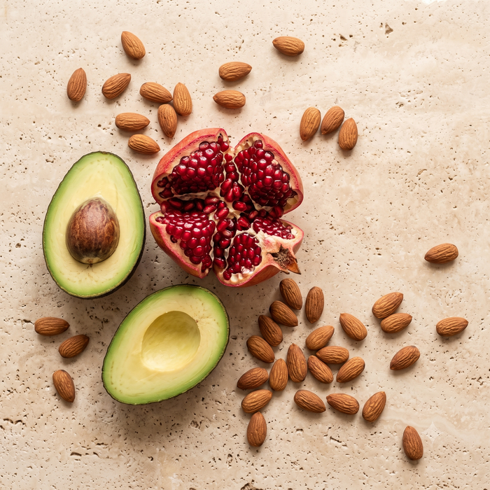 Mandeln, Avocado, Granatapfel